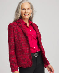Chico's Online Red Red Tweed Sequins Blazer