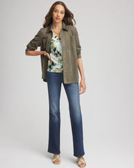 Chico's Outlet Nettle Leaf Suede Collared Long-Sleeved Shacket