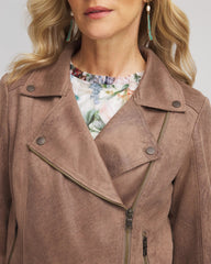 Chico's On Sale Dried Mushroom Suede Moto Jacket