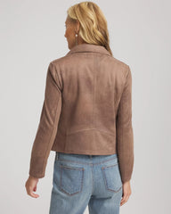 Chico's On Sale Dried Mushroom Suede Moto Jacket