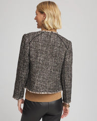 Chico's Outlet Black Tweed Mix Moto Jacket