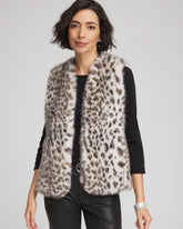 Chico's Online Cream Snow Leopard Faux Fur Vest