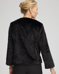 Chico's Sale Black Pattern Fur Jacket