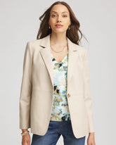 Chico's Outlet Ivory Wheat Faux Leather Blazer