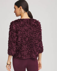 Chico's Outlet Blackened Burgundy Travelers™ Collection Textured Rosette Jacket