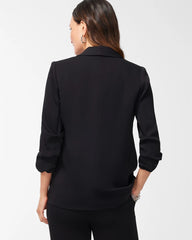 Chico's On Sale Black Ruched Sleeve Blazer