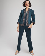 Chico's For Sale Teal Shadow Travelers™ Collection Crystal Crushed Reversible Jacket