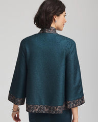 Chico's For Sale Teal Shadow Travelers™ Collection Crystal Crushed Reversible Jacket