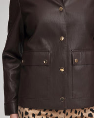 Chico's Sale Black Raisin Snap Front Faux Leather Jacket