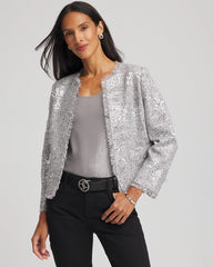 Chico's For Sale Silver Silver Sequins Tweed Jacket