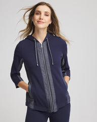 Chico's Discount Passport Blue Zenergy® French Terry & Chambray Jacket