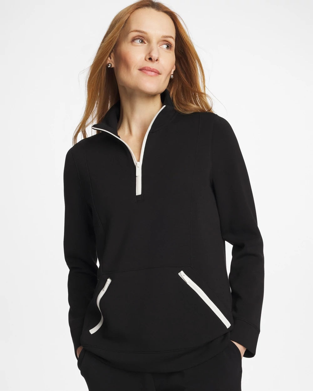 Chico's Online Black Zenergy® Soft Contrast Half Zip Pullover