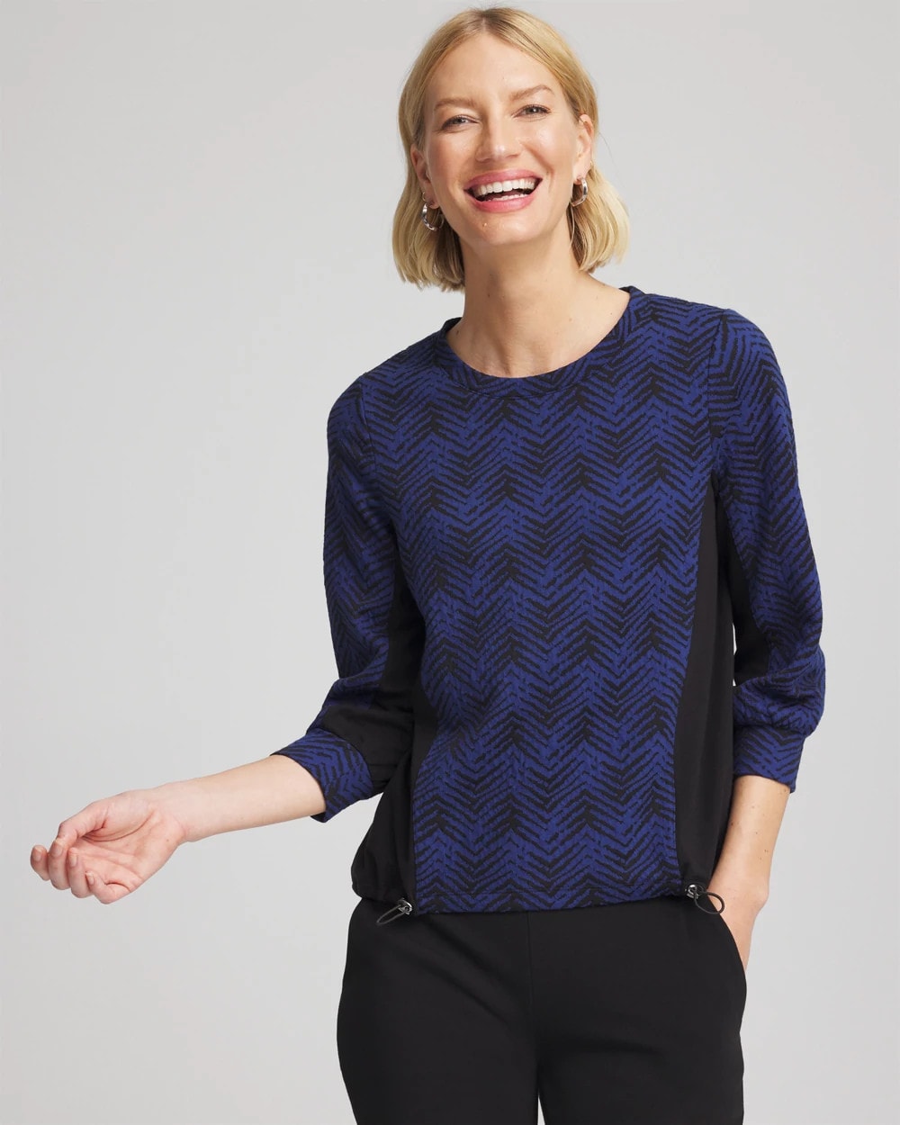 Chico's On Sale Dark Harbor Zenergy® Jacquard Bungee Top