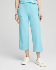 Chico's Online Paradiso Blue Zenergy® French Terry Gauze-Inset Cropped Pants