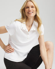 Chico's Discount Alabaster Zenergy® UPF Mockneck Short-Sleeve Top