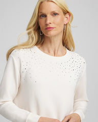 Chico's Sale English Cream Zenergy® Rhinestone Pullover Top
