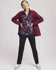 Chico's For Sale Deep Chianti Zenergy® UPF Floral Half-Zip Pullover Top