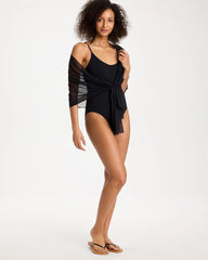 Chico's Discount Black Gottex Yuri Flower Mesh One Piece Swimsuit
