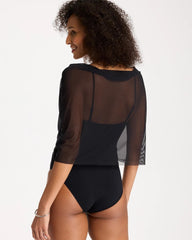 Chico's Discount Black Gottex Yuri Flower Mesh One Piece Swimsuit