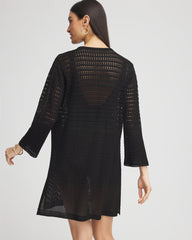Chico's Discount Black Chico's Tie-Front Beach Swimsuit Cover-Up