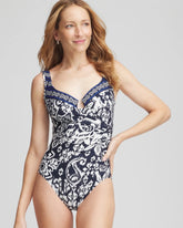 Chico's Sale Midnight And White Miraclesuit® Talavera Escape One PIece Swimsuit