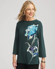 Chico's Online Darkest Spruce Travelers™ Artisanal Boatneck Tunic