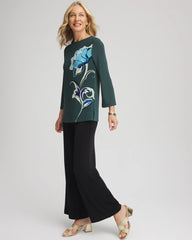 Chico's Online Darkest Spruce Travelers™ Artisanal Boatneck Tunic