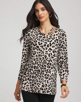 Chico's Discount Deep Taupe Travelers™ Animal-Print Lattice Top