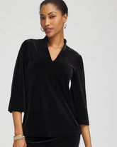 Chico's On Sale Travelers Black Travelers™ Velvet V-Neck Kimono Sleeve Top