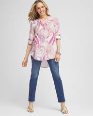 Chico's Outlet French Blush No Iron™ Multi Paisley Linen Tunic