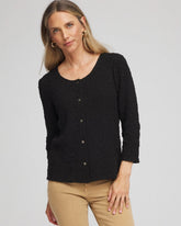 Chico's For Sale Black Textured Scoopneck Cardigan