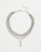 Chico's Outlet Silver Silver Tone Pave Multistrand Necklace