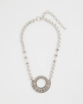 Chico's Discount Silver Sparkling Silvertone Circle Pendant Necklace