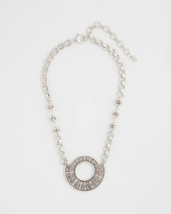 Chico's Discount Silver Sparkling Silvertone Circle Pendant Necklace