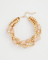 Chico's Discount Pink Gold Pink Chunky Beaded Necklace