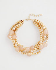 Chico's Discount Pink Gold Pink Chunky Beaded Necklace