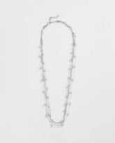 Chico's On Sale Silver Multistrand Beaded Silvertone Necklace