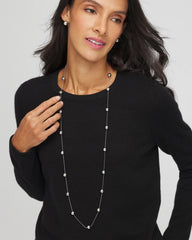 Chico's On Sale Silver Multistrand Beaded Silvertone Necklace