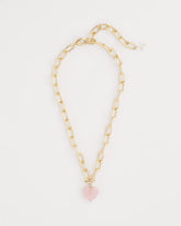 Chico's Online Pink Genuine Quartz Heart Pendant Necklace