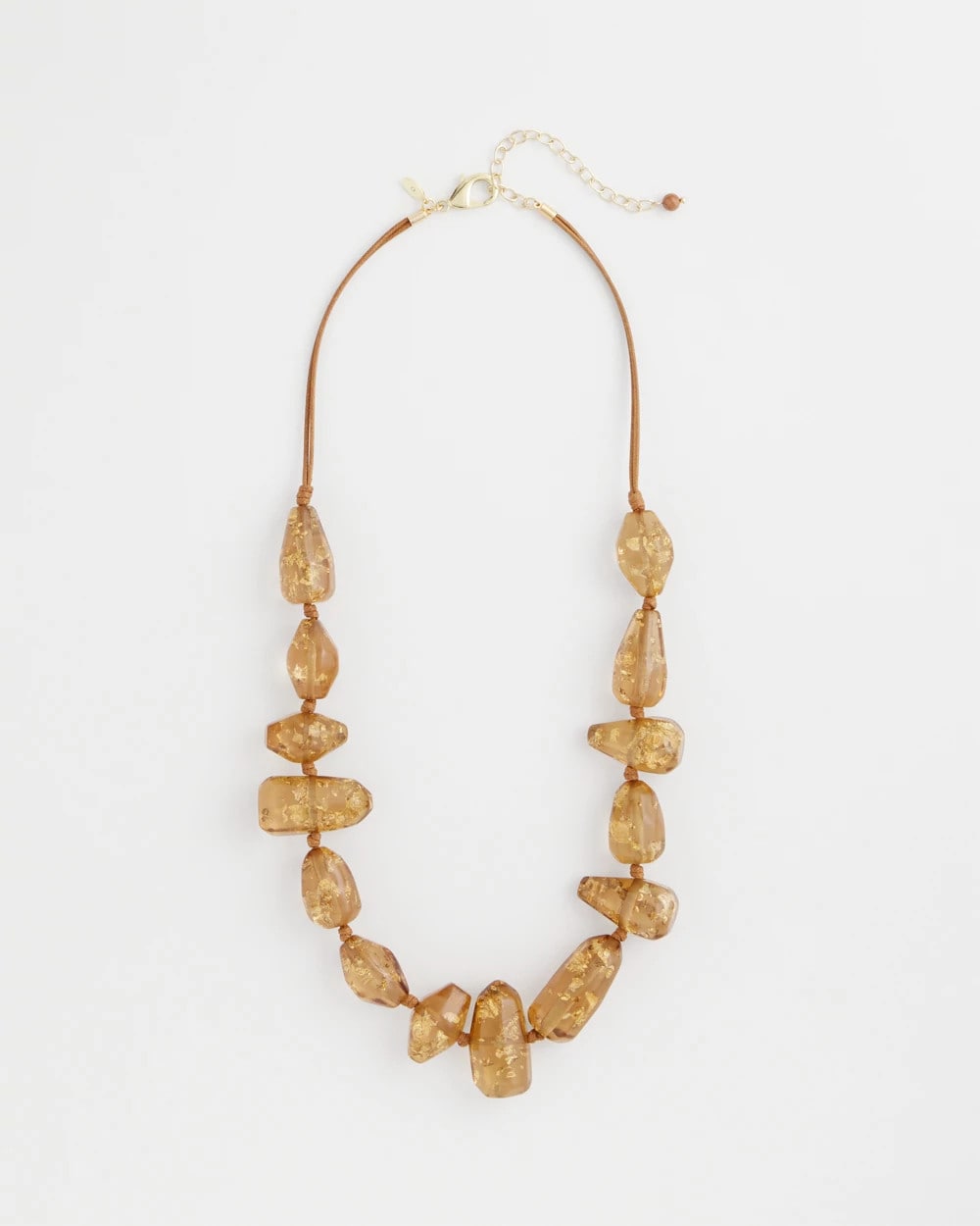 Chico's Sale Neutral Gold Foil Long Single Strand Necklace