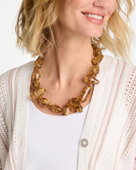 Chico's Sale Neutral Gold Foil Long Single Strand Necklace
