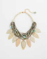 Chico's On Sale Aqua Multistrand Wood Petal Necklace