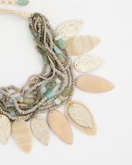 Chico's On Sale Aqua Multistrand Wood Petal Necklace