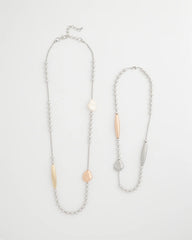 Chico's Sale Mixed Metals Copper and Silver Double Strand Necklace