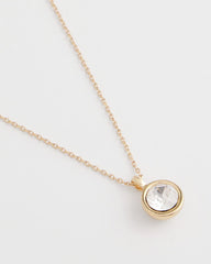 Chico's Online Gold Bezel Set Pendant Goldtone Necklace