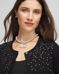 Chico's For Sale Silver Silvertone Gem Pendant Cord Necklace