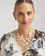 Chico's Outlet Gold Molten Goldtone Bib Necklace