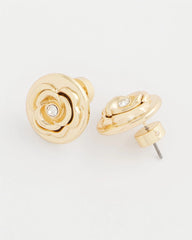 Chico's Discount Gold Lucky Coin Flower Stud Earrings