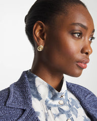 Chico's Discount Gold Lucky Coin Flower Stud Earrings