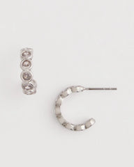 Chico's Discount Silver Silvertone Crystal Mini Hoop Earrings